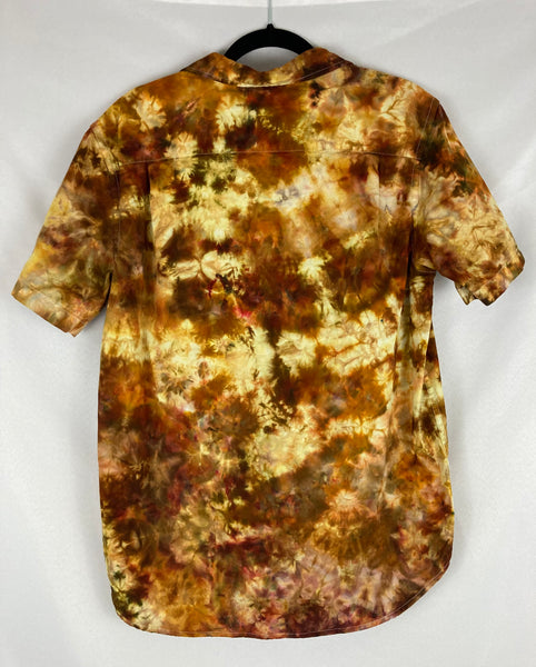 Adult Earthtone Ice-dyed Collared Button up Shirt, M, L & XL