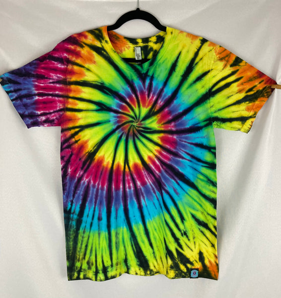 Adult Neon Rainbow Spiral Tie-Dyed Tee, M