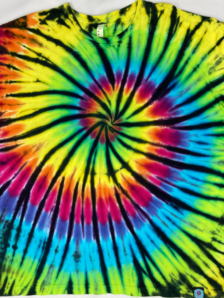 Adult Neon Rainbow Spiral Tie-Dyed Tee, XL