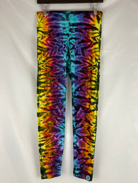 Ladies Rainbow/Black Crush Tie-Dyed Leggings, L