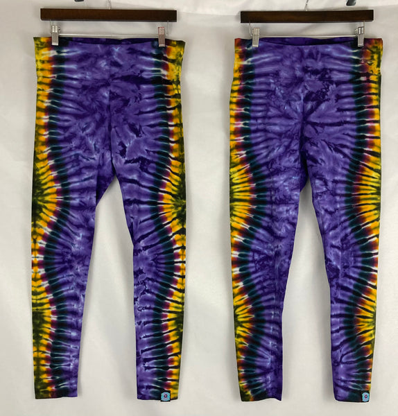 Ladies Purple/Gold/Black Tie-Dyed Leggings, XL & 2X