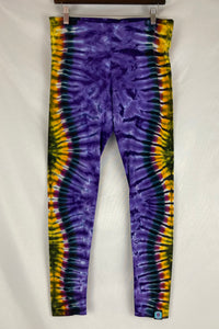 Ladies Purple/Gold/Black Tie-Dyed Leggings, XL & 2X
