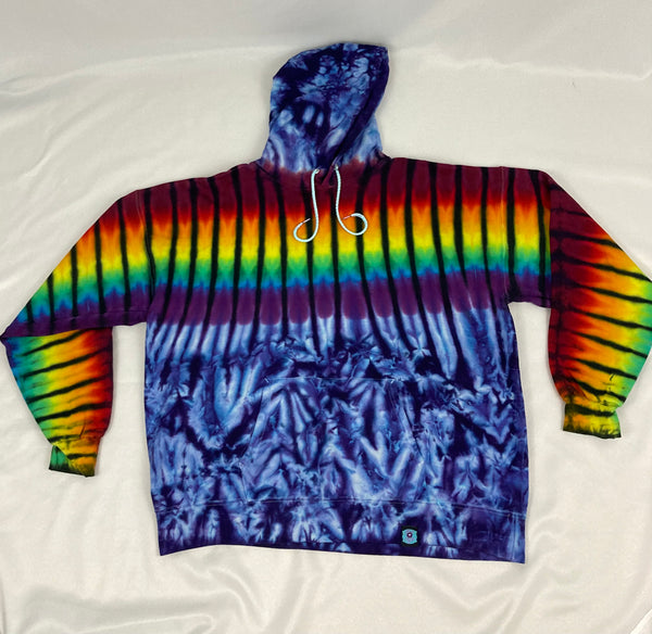 Adult Purple/Rainbow Tie-Dyed Pullover Hoodie, XL