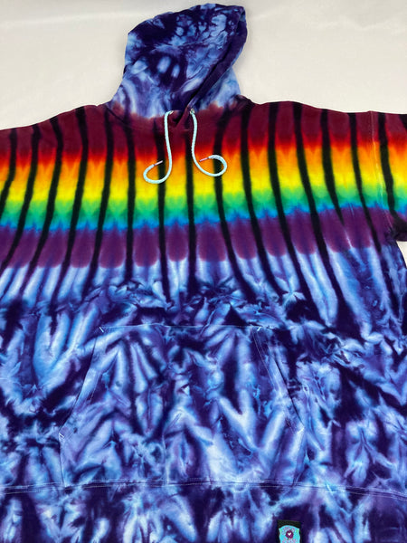 Adult Purple/Rainbow Tie-Dyed Pullover Hoodie, XL