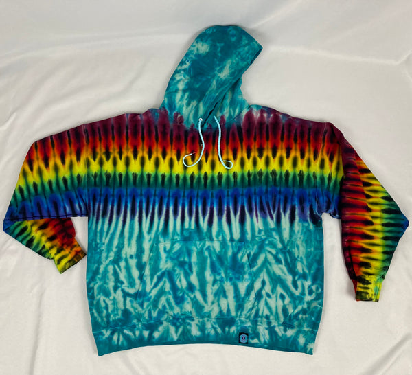 Adult Seafoam/Rainbow Tie-Dyed Pullover Hoodie, 2XL