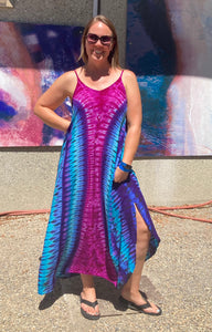 Women's Amethyst Striped Tie-Dyed Rayon Maxi Dress, S