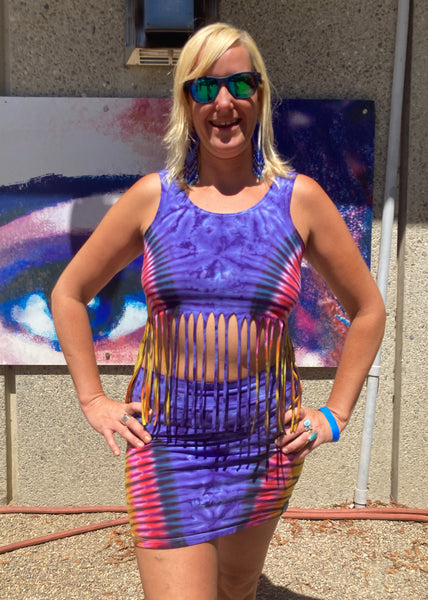 Women's Purple/Sunset Tie-Dyed Mini Skirt, M/L