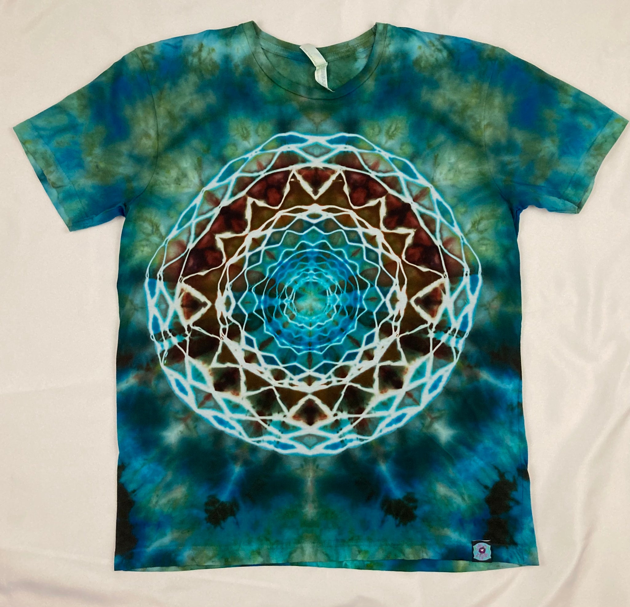 Adult Sea Green Mandala Ice-Dyed Tee, L