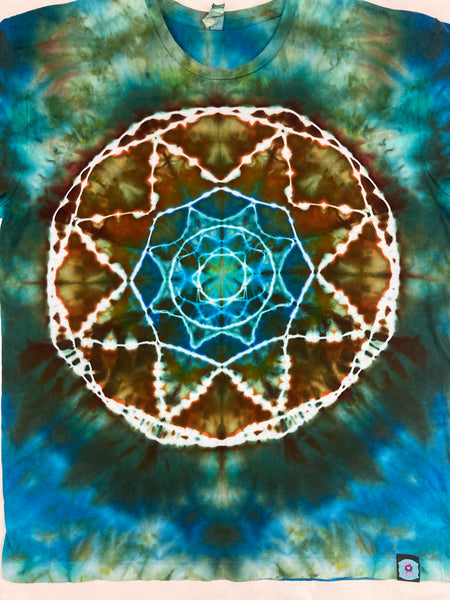 Adult Sea Green Mandala #2 Ice-Dyed Tee, L