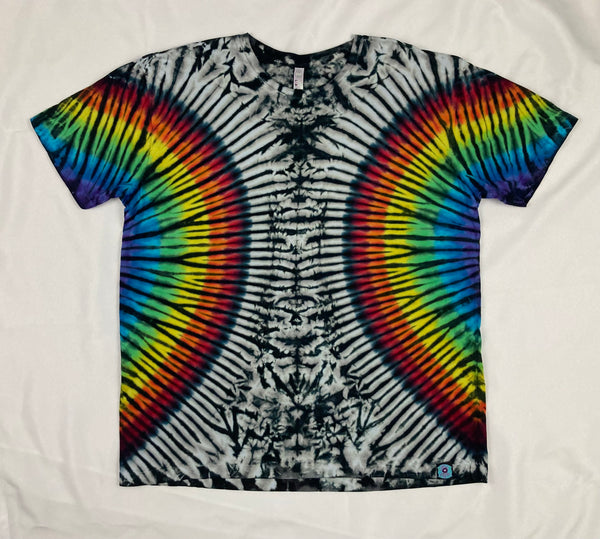Adult Gray/Rainbow Hourglass Tie-Dyed Tee, XL