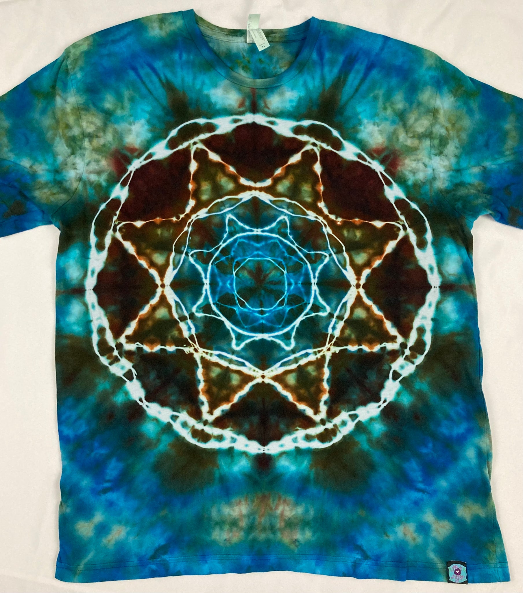 Adult Sea Green Mandala Ice-Dyed Tee, XL