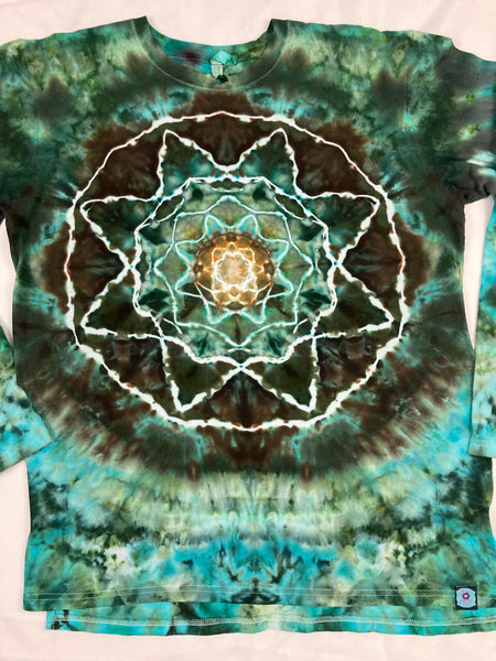Adult Earthtone Mandala Ice-Dyed Longsleeve Tee, XL