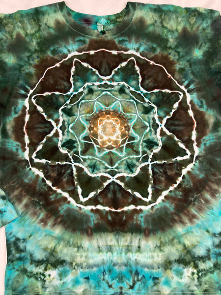 Adult Earthtone Mandala Ice-Dyed Longsleeve Tee, XL