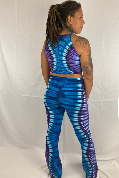 Ladies Blue/Purple Tie-Dyed Crop Tank, XL