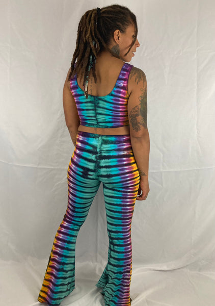 Women's Earthy Rainbow Tie-Dyed Slim Bells, L