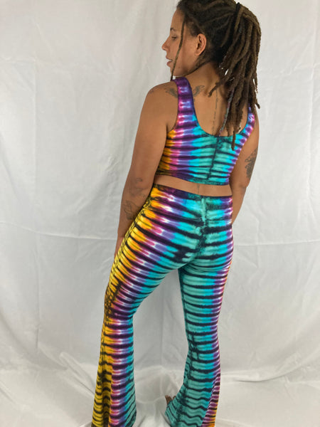 Women's Earthy Rainbow Tie-Dyed Slim Bells, L
