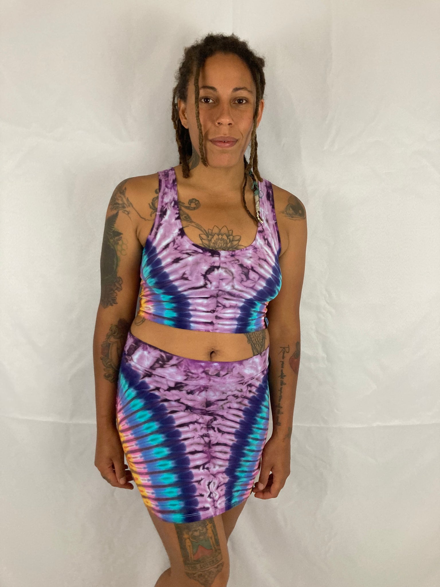 Women's Pink/Sunrise Tie-Dyed Crop Top, S