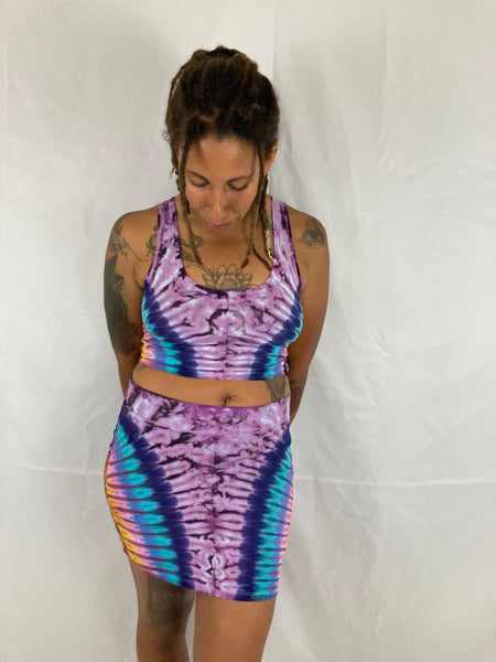 Women's Pink/Sunrise Tie-Dyed Crop Top, S