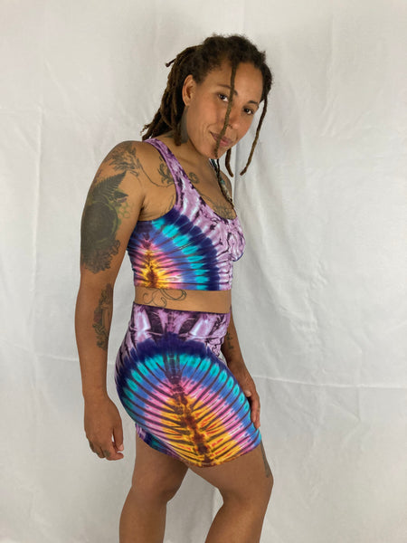 Women's Pink/Sunrise Tie-Dyed Mini Skirt, XS/S & M/L