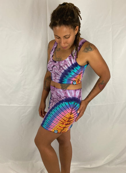 Women's Pink/Sunrise Tie-Dyed Crop Top, S