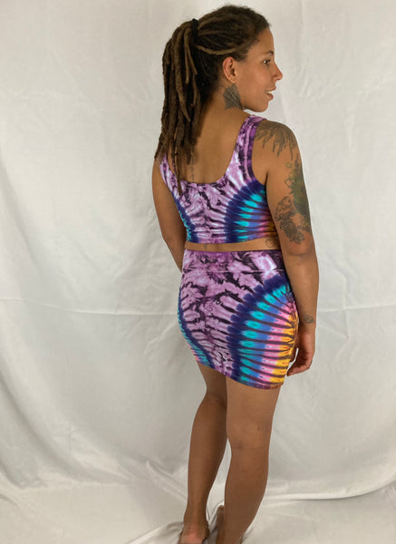Women's Pink/Sunrise Tie-Dyed Mini Skirt, XS/S & M/L