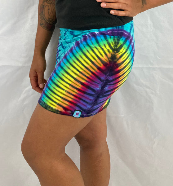 Women's Aqua/Rainbow Tie-Dyed Mini Skirt, M/L