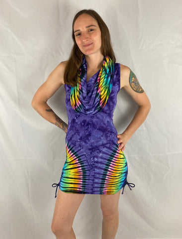 Women's Purple/Rainbow Tie-Dyed Huntress Dress, S