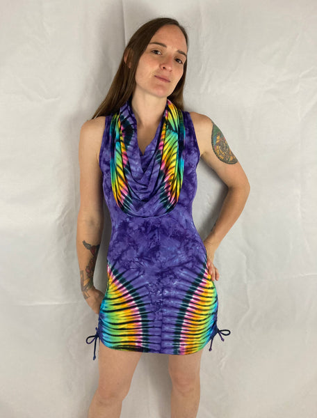 Women's Purple/Rainbow Tie-Dyed Huntress Dress, S