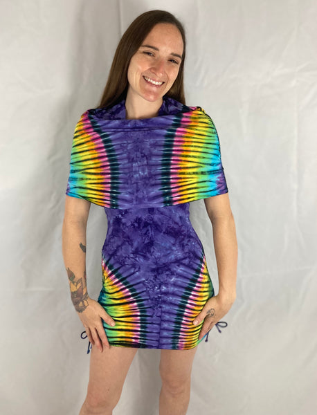 Women's Purple/Rainbow Tie-Dyed Huntress Dress, S