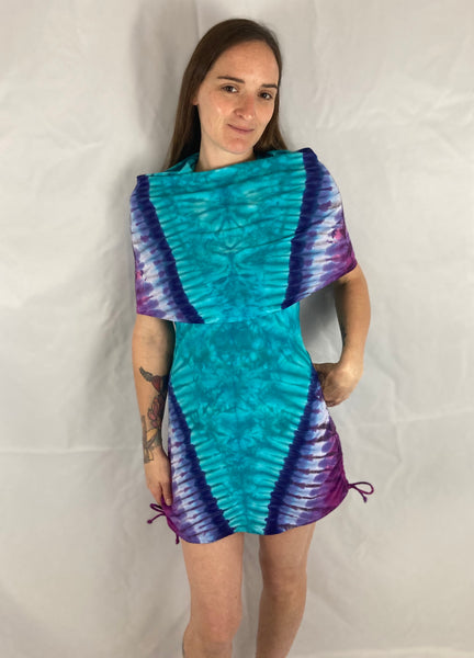 Women's Aqua/Purple Tie-Dyed Huntress Dress, M