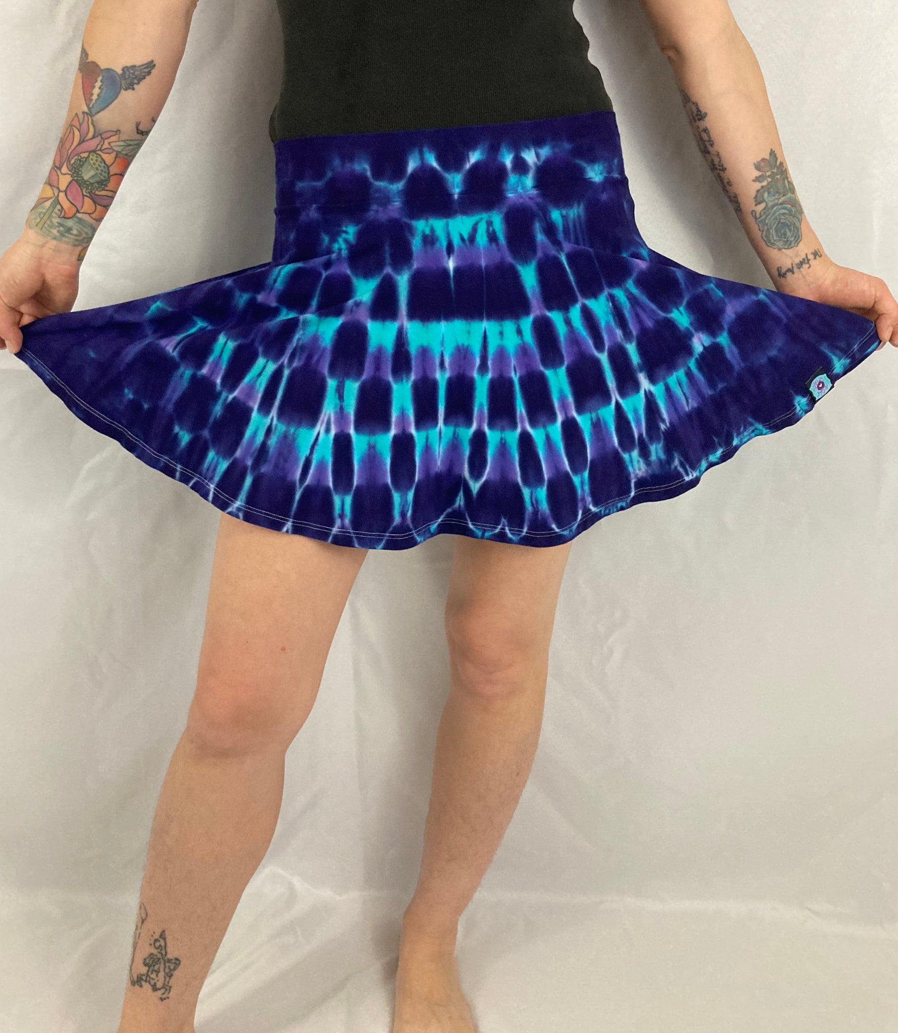 Women's Dark Blue Tie-Dyed Flare Skirt, XS/S