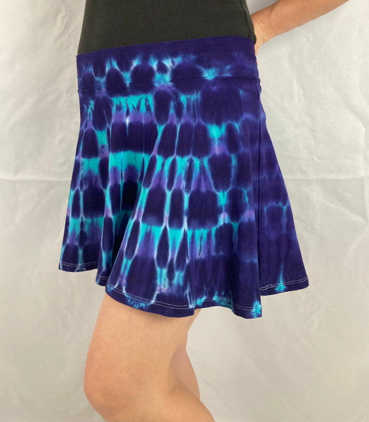 Women's Dark Blue Tie-Dyed Flare Skirt, XS/S