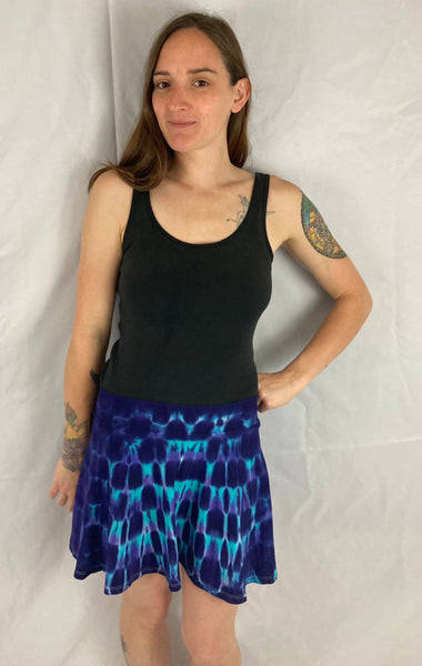 Women's Dark Blue Tie-Dyed Flare Skirt, XS/S