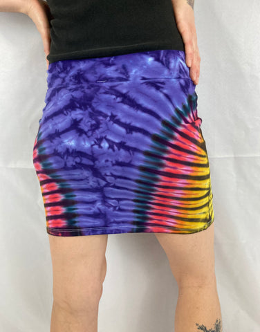Women's Purple/Sunset Tie-Dyed Mini Skirt, M/L