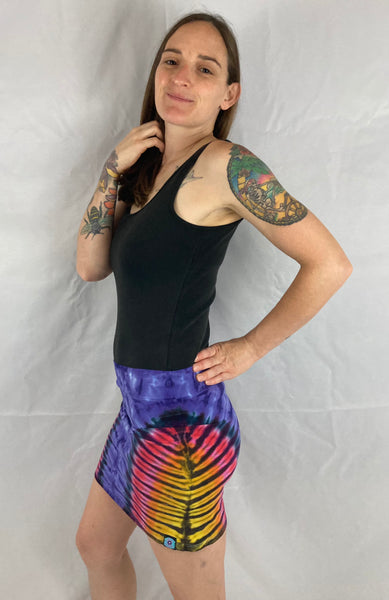 Women's Purple/Sunset Tie-Dyed Mini Skirt, M/L