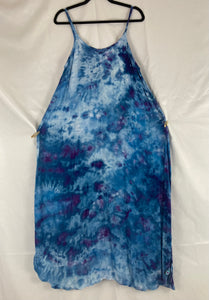Women's Blue Ice-Dyed Rayon Maxi Dress, L