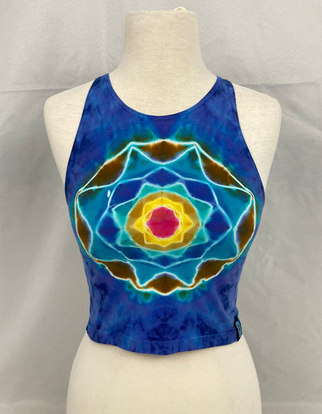 Ladies Bright Mandala Tie-Dyed Crop Tank, M