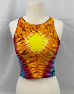 Ladies Orange Diamond Tie-Dyed Crop Tank, M