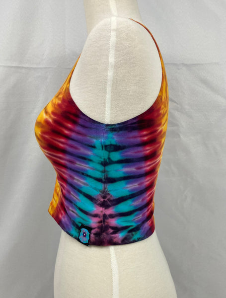 Ladies Orange Diamond Tie-Dyed Crop Tank, M