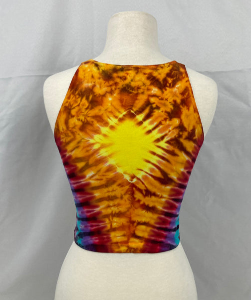 Ladies Orange Diamond Tie-Dyed Crop Tank, M