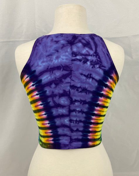 Ladies Purple/Rainbow Tie-Dyed Crop Tank, S