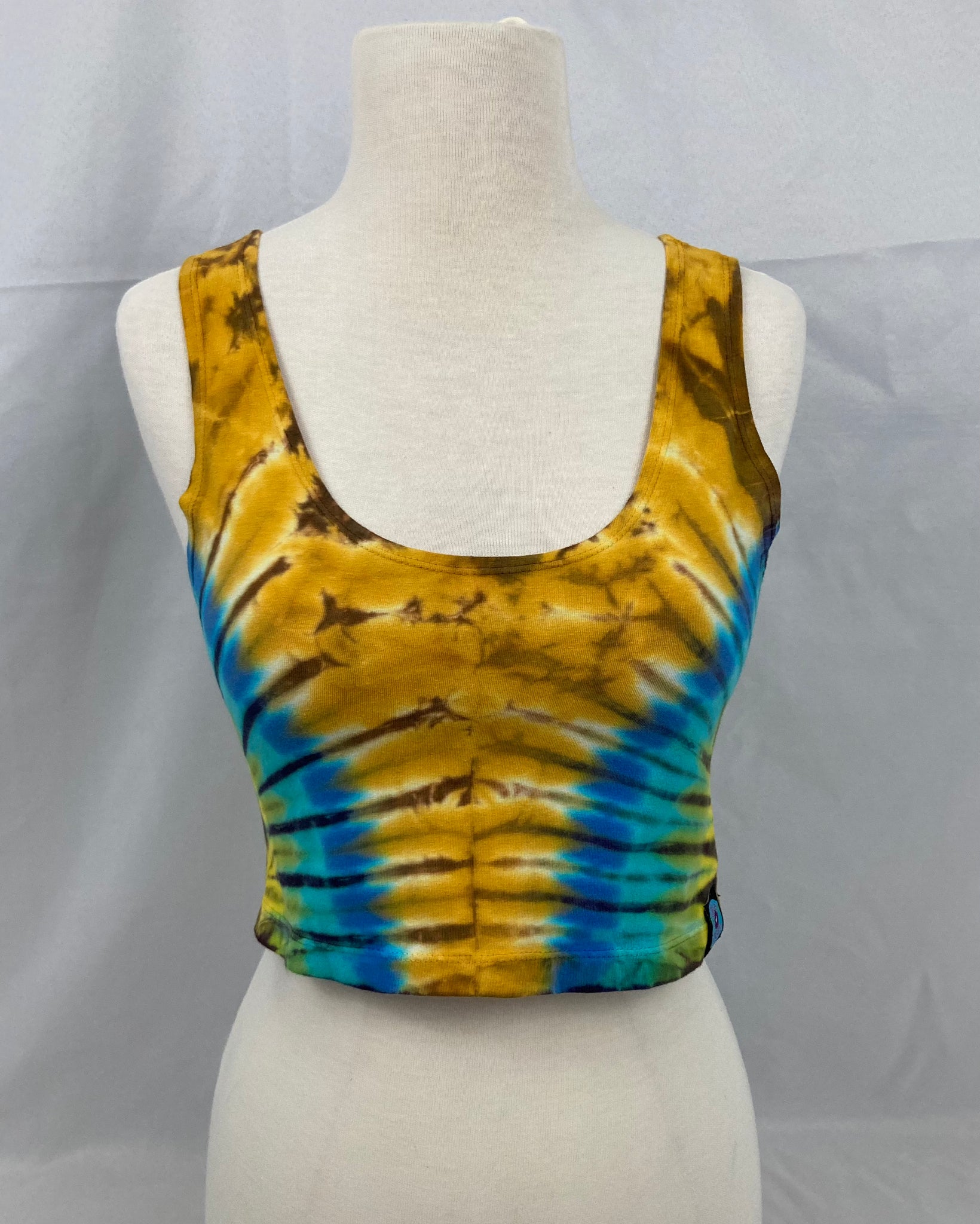 Women's Tan/Earthy Tie-Dyed Crop Top, M