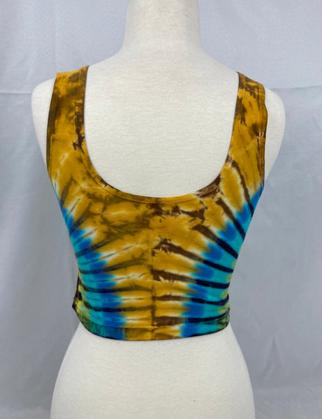 Women's Tan/Earthy Tie-Dyed Crop Top, M