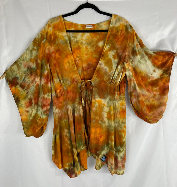 Women's Golden Ice-Dyed Kimono Sleeve Jacket, L/XL