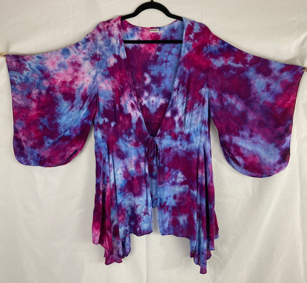 Women's Purple Ice-Dyed Kimono Sleeve Jacket, 2XL