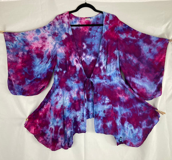 Women's Purple Ice-Dyed Kimono Sleeve Jacket, 2XL