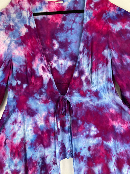 Women's Purple Ice-Dyed Kimono Sleeve Jacket, 2XL