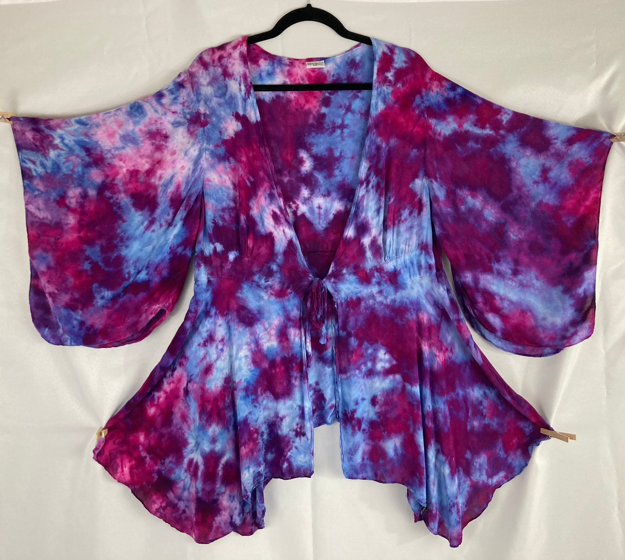 Women's Purple Ice-Dyed Kimono Sleeve Jacket, 2XL