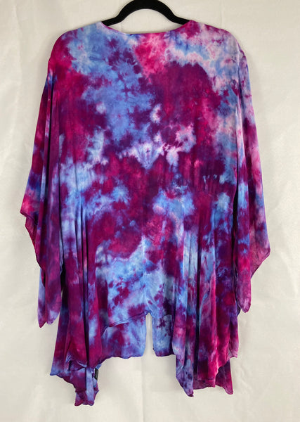 Women's Purple Ice-Dyed Kimono Sleeve Jacket, 2XL