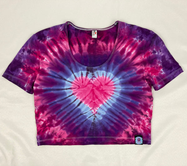 Women’s Pink/Purple Heart Tie-Dyed S/S Crop Top, L